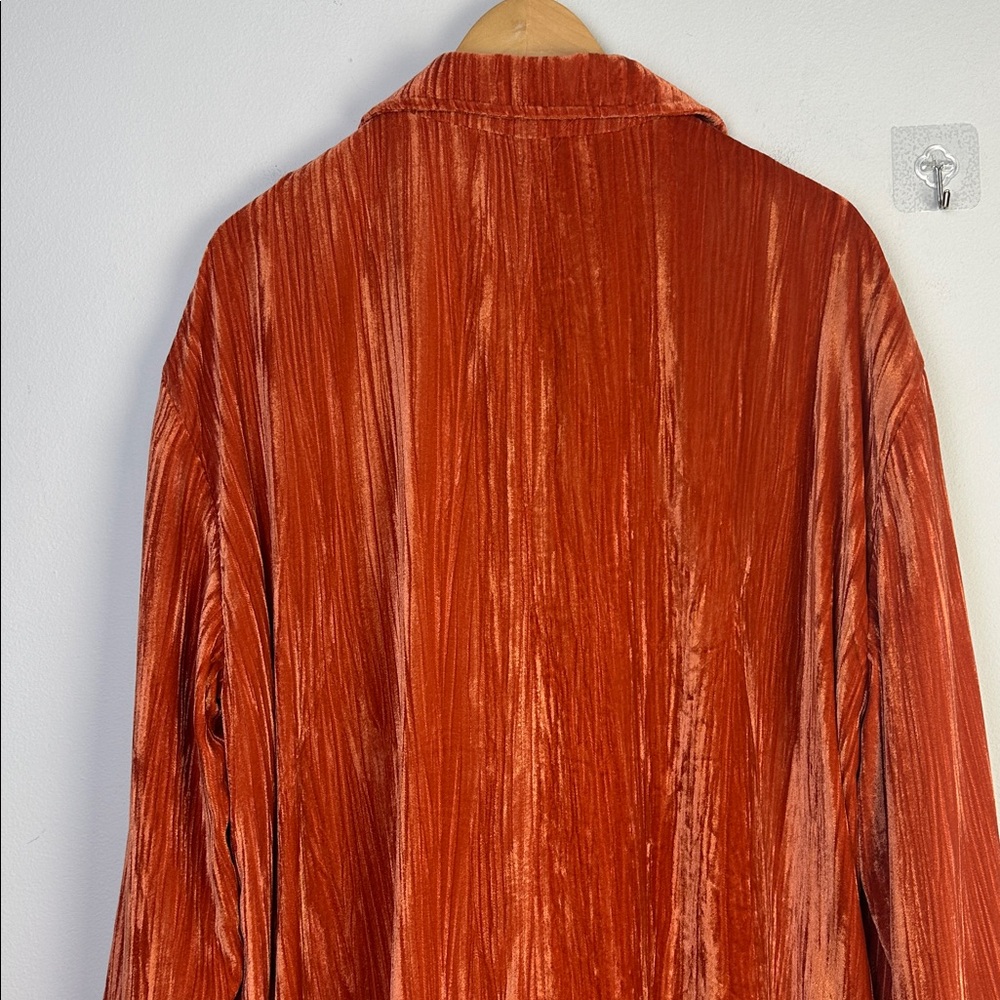 NWOT Free People Daria Crinkle Velvet Long Blazer XL Cinnamon Slouchy Oversized - Picture 11 of 16